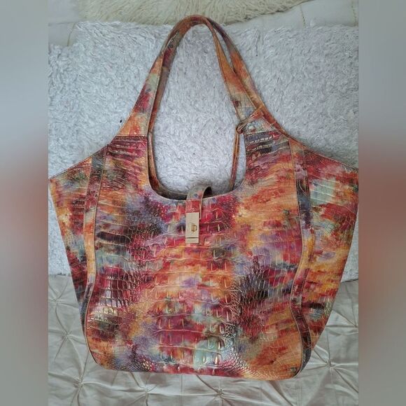 Brahmin large bag purse pink gold tones, shimmer - Picture 3 of 10